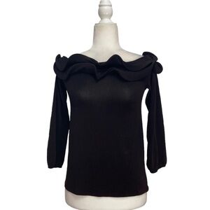 Armani Collezioni Off the Shoulder Ruffle top in Black